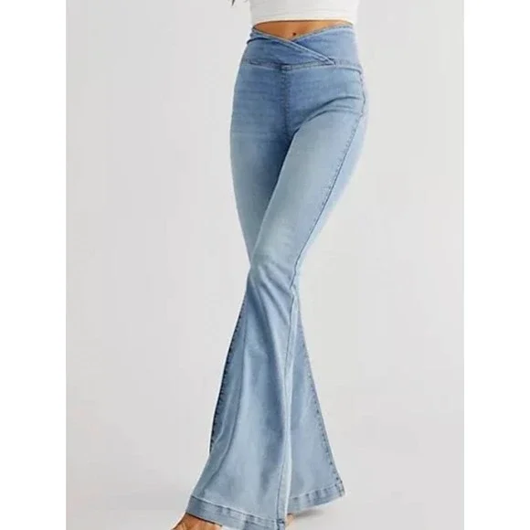 We The Free People Venice Beach Pull On Flare Jeans 30 70s Retro Hippie Indie - Picture 1 of 11